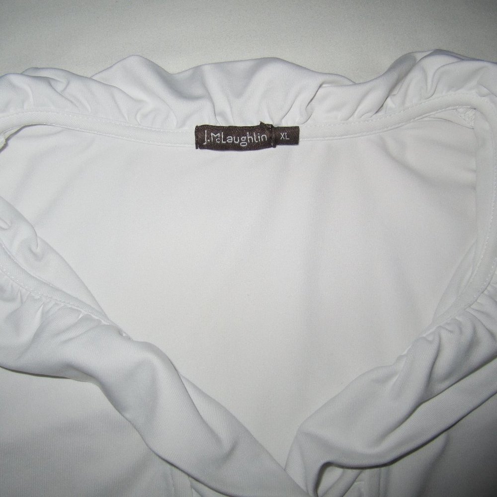 J. McLaughlin White Ruffled V-Neck Blouse - Picture 6 of 6